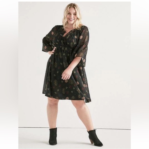 NWT - Lucky Brand Swiss Dot Floral Dress - 2XL - Picture 1 of 9